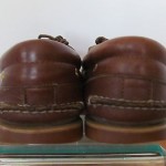 Mens sz 12 D brown leather Timberland rustic casual slip on lace tie boat shoes