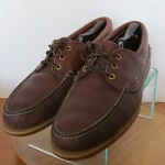 Mens sz 12 D brown leather Timberland rustic casual slip on lace tie boat shoes