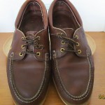 Mens sz 12 D brown leather Timberland rustic casual slip on lace tie boat shoes