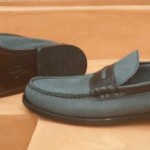 Cole Haan Monroe Penny Loafers Size 11M Blue/Black Suede/Leather