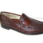 Men’s Cole Haan Woven Leather Penny Loafers Brown Sz 10 M