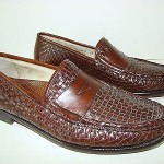 Men’s Cole Haan Woven Leather Penny Loafers Brown Sz 10 M