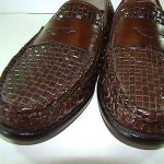 Men’s Cole Haan Woven Leather Penny Loafers Brown Sz 10 M