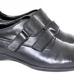 BOSS HUGO BOSS BLACK GENUINE LEATHER LOAFERS CASUAL VELCRO MEN’S SHOES SIZE 9.5