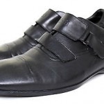 BOSS HUGO BOSS BLACK GENUINE LEATHER LOAFERS CASUAL VELCRO MEN’S SHOES SIZE 9.5