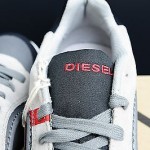 NIB Diesel Men’s Starch Black & Gray Leather Fashion Sneakers Shoes Size 10