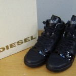 $160 DIESEL DECO IMPRESSION black high top sneakers w/camo accents sz 9.5 9 1/2