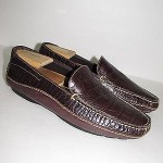 COLE HAAN Brown Croc Driving Moccasins Men’s Shoes Size 9 M