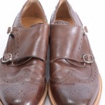 Cole Haan Ellwood Double Monk brown 9 leather wingtip loafer shoe $428 GWY563