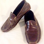 COLE HAAN Crocodile Brown Leather Mens Driving Moccasins Shoes Size 9.5M