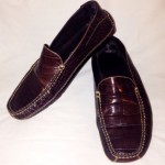 COLE HAAN Crocodile Brown Leather Mens Driving Moccasins Shoes Size 9.5M