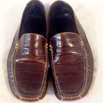 COLE HAAN Crocodile Brown Leather Mens Driving Moccasins Shoes Size 9.5M