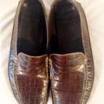 COLE HAAN Crocodile Brown Leather Mens Driving Moccasins Shoes Size 9.5M