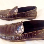 COLE HAAN Crocodile Brown Leather Mens Driving Moccasins Shoes Size 9.5M