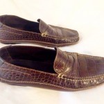 COLE HAAN Crocodile Brown Leather Mens Driving Moccasins Shoes Size 9.5M