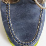 COLE HAAN Men’s Blue Brown Leather Trim Yellow Soles Lace Up Loafers Sz 7M