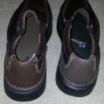 CLARKS LOAFERS  DARK BROWN  with BLACK   LEATHER UPPERS  SZ 10 M