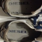 Diesel Men’s Lawndale Gray,White,Black Leather/Canvas Sneakers Size 10