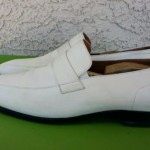 NICE HUGO BOSS WHITE BEIGE LEATHER LOAFERS SHOES SZ 10.5 M