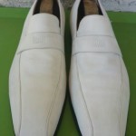 NICE HUGO BOSS WHITE BEIGE LEATHER LOAFERS SHOES SZ 10.5 M