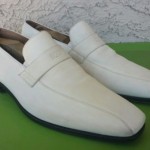 NICE HUGO BOSS WHITE BEIGE LEATHER LOAFERS SHOES SZ 10.5 M