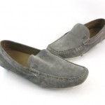 MEN’S BOSS HUGO BOSS GRAY SUEDE ROUNDED TOE DRIVING MOCCASINS  SHOES
