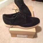 NEW Cole Haan Nike Lunargrand Wing Tip Size 10 M in Black Suede/Tan Sole $228