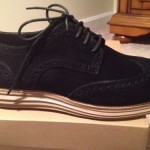 NEW Cole Haan Nike Lunargrand Wing Tip Size 10 M in Black Suede/Tan Sole $228