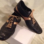Cole Haan Nike Air Black & Gold Leather Mens Sz 8.5M