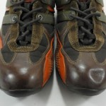 Hugo Boss 44 11 M Mens shoes brown orange leather fabric casual fashion sneakers