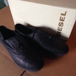MENS DIESEL ANTRACITE LEATHER BLACK CASUAL & DRESS SHOES SIZE 11 NEW IN BOX