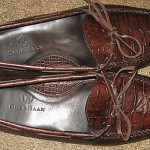 Mens Cole Haan Brown All Leather Croc Print Driving Moccasins sz 11 D