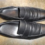 men’s black leather shoes loafers BOSS hugo boss size 9 designer casual dress