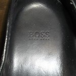 men’s black leather shoes loafers BOSS hugo boss size 9 designer casual dress