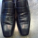 men’s black leather shoes loafers BOSS hugo boss size 9 designer casual dress