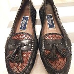 Bragano by Cole Haan Black /Brown Woven Leather Tassel Loafers Men’s Size 10 M
