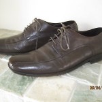 FAB HUGO BOSS DARK BROWN PANEL DETAIL SIGNATURE LEATHER CASUAL DRESS SHOE 12