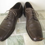 FAB HUGO BOSS DARK BROWN PANEL DETAIL SIGNATURE LEATHER CASUAL DRESS SHOE 12