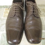 FAB HUGO BOSS DARK BROWN PANEL DETAIL SIGNATURE LEATHER CASUAL DRESS SHOE 12
