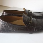 Cole Haan Driving Moccasins Brown Faux Croc Leather Gold Bit Mens Size 12M