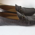 Cole Haan Driving Moccasins Brown Faux Croc Leather Gold Bit Mens Size 12M