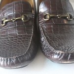 Cole Haan Driving Moccasins Brown Faux Croc Leather Gold Bit Mens Size 12M