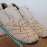 Mens sz 8.5 M offwhite leather slip on Diesel athletic driving mocs casual shoes