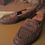 woven leather loafer by cole haan brown size 11.m