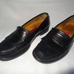 COLE HAAN City Men’s BLACK Fringe LEATHER Slip-On Loafers Shoes – Size 8.5M