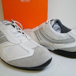 HUGO BOSS Mens 9 EU 42 Whte/Silver Fashion Leather & Suede Sneakers