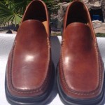 NEW COLE HAAN AIR CAMEL BROWN LEATHER SLIP ON WITH NIKE AIR IN HEEL
