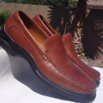 NEW COLE HAAN AIR CAMEL BROWN LEATHER SLIP ON WITH NIKE AIR IN HEEL
