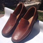 NEW COLE HAAN AIR CAMEL BROWN LEATHER SLIP ON WITH NIKE AIR IN HEEL