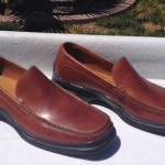 NEW COLE HAAN AIR CAMEL BROWN LEATHER SLIP ON WITH NIKE AIR IN HEEL